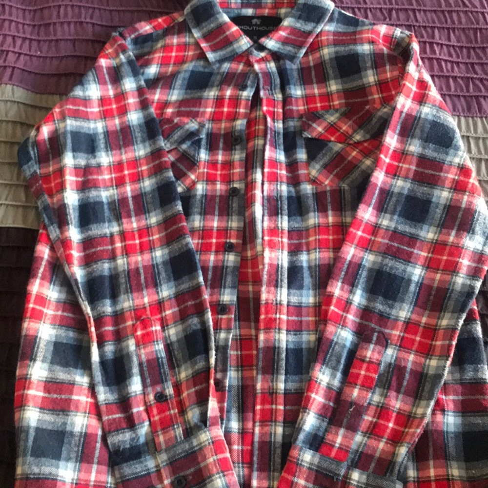 Boys button down plaid shirt.